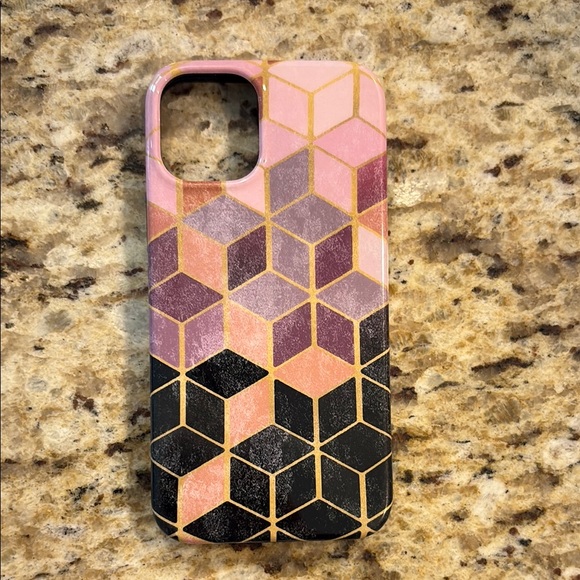 Casely Stepping Up Geometric Pink and Black Phone Case iPhone 12 mini - Picture 1 of 2